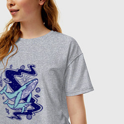 Футболка оверсайз женская Космические киты, цвет: меланж — фото 2