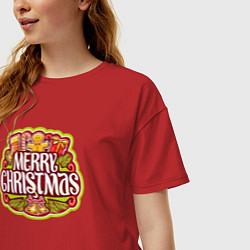 Футболка оверсайз женская Merry christmas, цвет: красный — фото 2