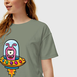 Футболка оверсайз женская Забавный инопланетянин, цвет: авокадо — фото 2
