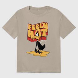 Футболка оверсайз женская Даффи Дак тает от жары, цвет: миндальный