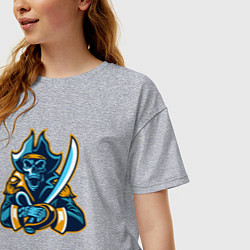 Футболка оверсайз женская Пират с саблей, цвет: меланж — фото 2