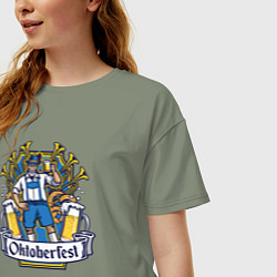 Футболка оверсайз женская Oktoberfest man, цвет: авокадо — фото 2