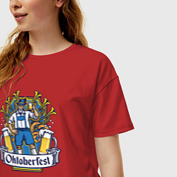 Футболка оверсайз женская Oktoberfest man, цвет: красный — фото 2