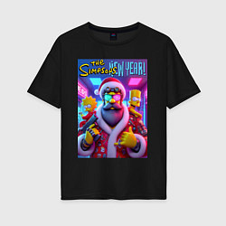 Футболка оверсайз женская Simpsons new year - ai art fantasy, цвет: черный