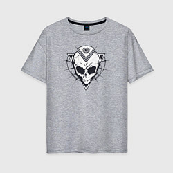 Футболка оверсайз женская Skull eye, цвет: меланж