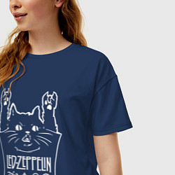 Футболка оверсайз женская Led Zeppelin - cat rock, цвет: тёмно-синий — фото 2