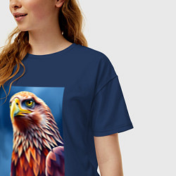Футболка оверсайз женская Орел на синем фоне, цвет: тёмно-синий — фото 2