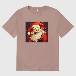 Футболка оверсайз женская Дед Мороз весёло улыбается, цвет: пыльно-розовый
