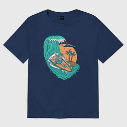 Футболка оверсайз женская Пивной серфинг, цвет: тёмно-синий