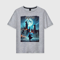 Футболка оверсайз женская Nightly Hogwarts - neon glow, цвет: меланж