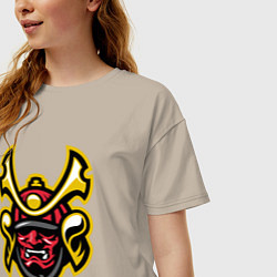 Футболка оверсайз женская Samurai face, цвет: миндальный — фото 2
