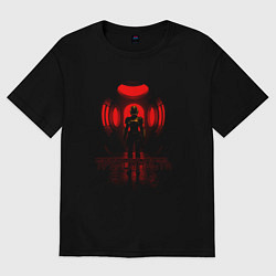 Футболка оверсайз женская Тревожный кибернетический андроид, цвет: черный