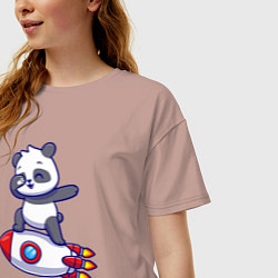 Футболка оверсайз женская Rocket panda, цвет: пыльно-розовый — фото 2