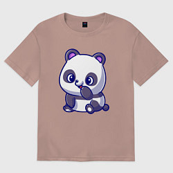 Футболка оверсайз женская Миленькая панда, цвет: пыльно-розовый