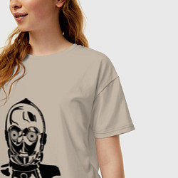 Футболка оверсайз женская Си три пи о, цвет: миндальный — фото 2