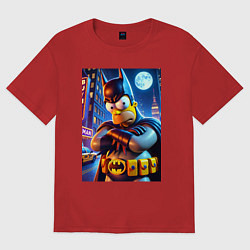 Футболка оверсайз женская Batsimpson - ai art collaboration, цвет: красный