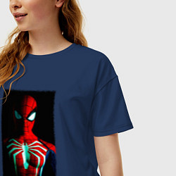 Футболка оверсайз женская Новый человек паук в темноте, цвет: тёмно-синий — фото 2