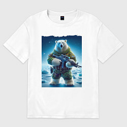 Футболка оверсайз женская Polar bear - special forces, цвет: белый