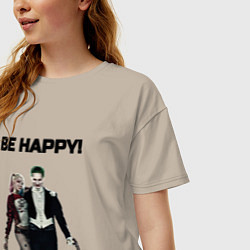 Футболка оверсайз женская Be happy, цвет: миндальный — фото 2