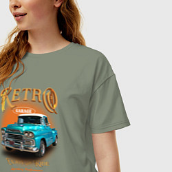 Футболка оверсайз женская Ретро гараж и автомобиль Chevrolet Apache, цвет: авокадо — фото 2
