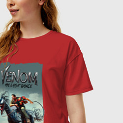 Футболка оверсайз женская Venom the last dance - Eddie rides on a symbiote h, цвет: красный — фото 2