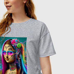 Футболка оверсайз женская The Gioconda of our days is eclectic, цвет: меланж — фото 2