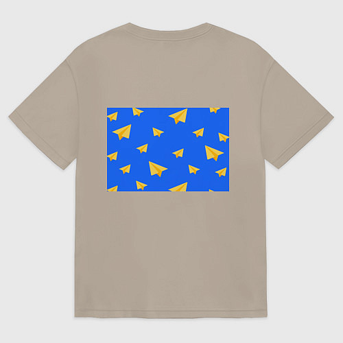 Женская футболка оверсайз Желтый самолетик / Миндальный – фото 2