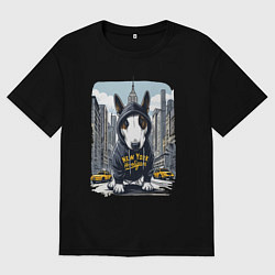 Футболка оверсайз женская Булли - нью-йоркский хулиган, цвет: черный