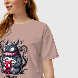 Футболка оверсайз женская Totoro-Venom and Spider-man, цвет: пыльно-розовый — фото 2