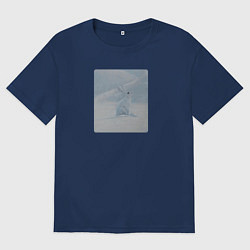 Футболка оверсайз женская Снежный белый заяц, цвет: тёмно-синий