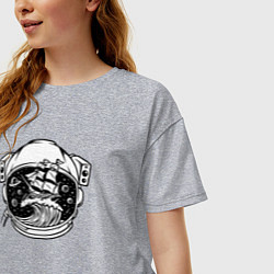 Футболка оверсайз женская Кораблик в скафандре, цвет: меланж — фото 2