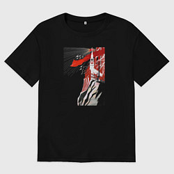 Футболка оверсайз женская СССР - маяк социализма, цвет: черный