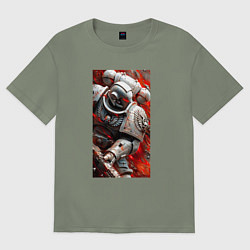 Футболка оверсайз женская Космодесантник в белом костюме, цвет: авокадо
