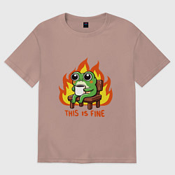 Футболка оверсайз женская Frog - this is fine, цвет: пыльно-розовый