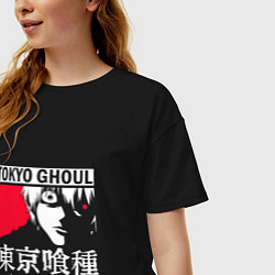 Футболка оверсайз женская Токийский Гуль Кен, цвет: черный — фото 2