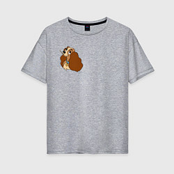 Футболка оверсайз женская Леди со спагетти - парная из мф Леди и Бродяга: ко, цвет: меланж