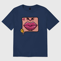 Футболка оверсайз женская Smile and lips, цвет: тёмно-синий