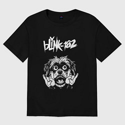 Футболка оверсайз женская Blink 182 rock dog, цвет: черный