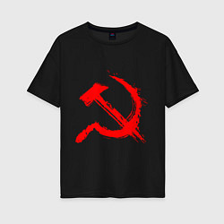 Футболка оверсайз женская Sickle and hammer red paint, цвет: черный