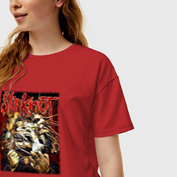 Футболка оверсайз женская Слипкнот маски, цвет: красный — фото 2