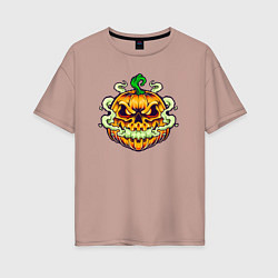 Футболка оверсайз женская Evil pumpkin, цвет: пыльно-розовый
