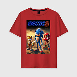 Футболка оверсайз женская Sonic and his team - movie, цвет: красный