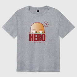 Футболка оверсайз женская Ванпанч герой hero, цвет: меланж