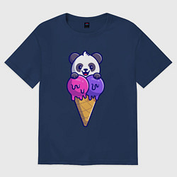 Футболка оверсайз женская Panda ice cream, цвет: тёмно-синий