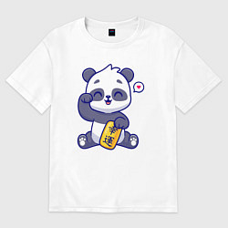 Футболка оверсайз женская Cute panda, цвет: белый