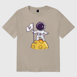 Футболка оверсайз женская Астронавт прибыл на луну, цвет: миндальный