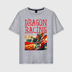Женская футболка оверсайз Dragon cool racer - ai art