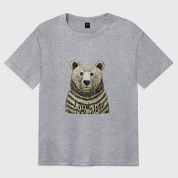 Футболка оверсайз женская Медведь лесной, цвет: меланж