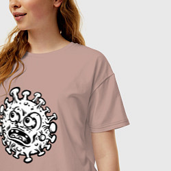 Футболка оверсайз женская Удивлённый вирус, цвет: пыльно-розовый — фото 2