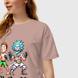 Футболка оверсайз женская Rick and Morty - mixed martial arts, цвет: пыльно-розовый — фото 2
